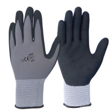 Forro antideslizante de nylon / poliéster Forro Sandy Nitrile Duty Work Gloves